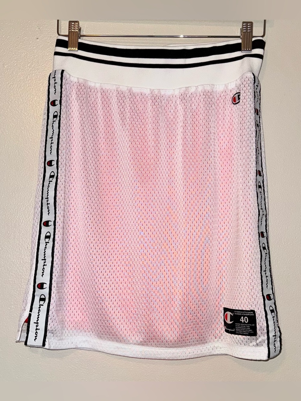 Champion Red/White Mesh Midi Skirt with Logo Tape
